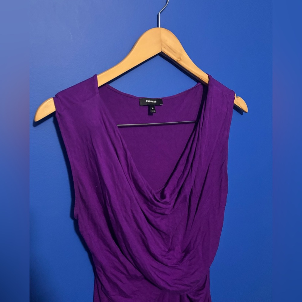 {Express} Rich Purple Drape Blouse women's size M - Picture 2 of 4